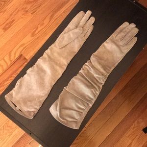 Express Long Suede Beige Gloves